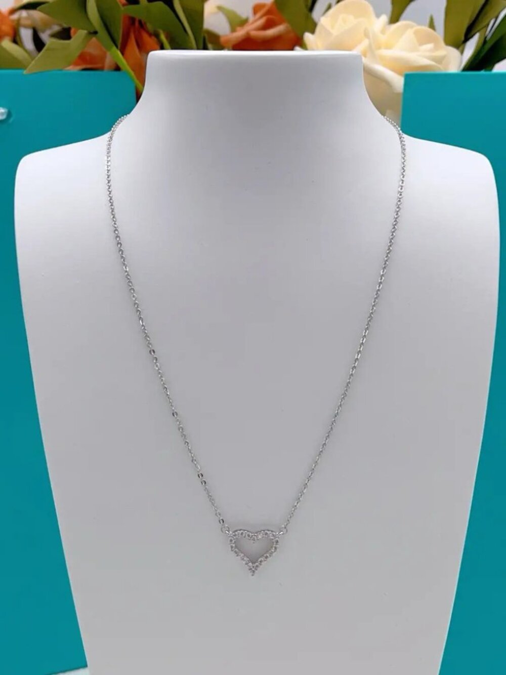 Tiffany & Co. Silver Diamond Heart Necklace
